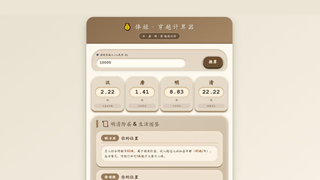 俸禄穿越计算器